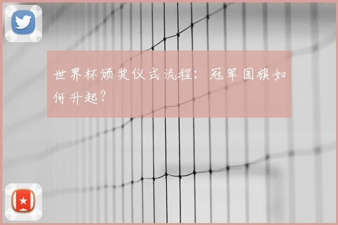 世界杯颁奖仪式流程:冠军国旗如何升起?